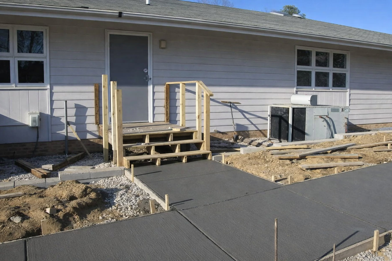 Concrete sidewalk building